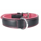 Ace Comfy LEATHER DOG COLLAR Padded And lined with soft Lamb's Leather (Pink Lining).
